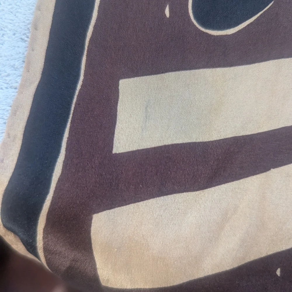 Vera Vintage Silk Scarf Skinny Brown Black Cream Patterned 1970's